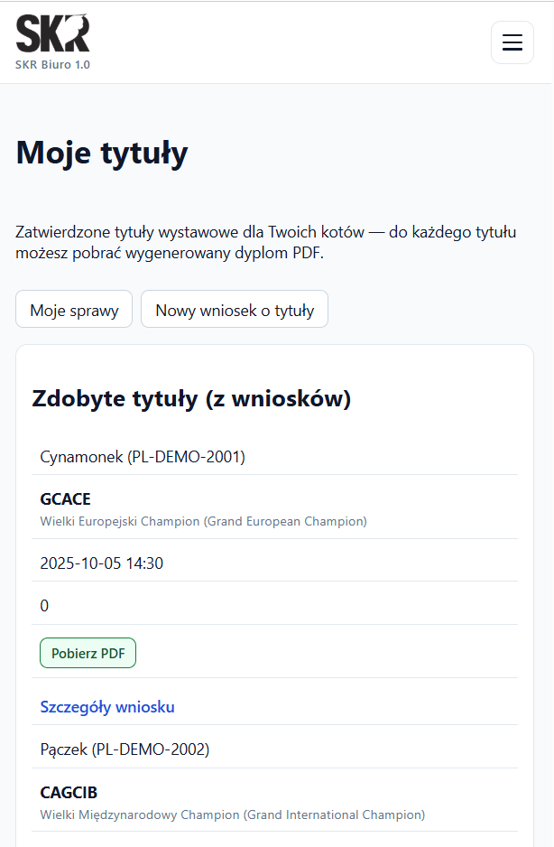 SKR Biuro — moje tytuły: dyplomy PDF